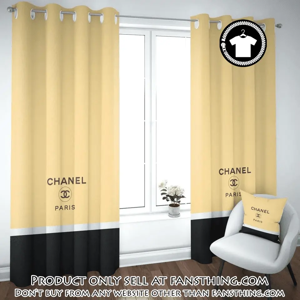 Chanel paris pastel yellow premium window curtains hot  luxury curtain wc103 fst0035953